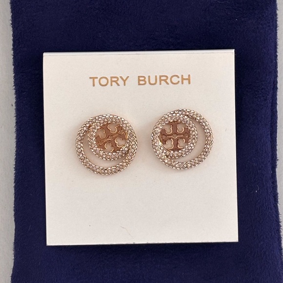 NWOT Tory Burch Miller Pave Ring Stud Earring - Picture 4 of 7